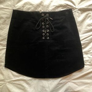 Lace up corduroy skirt